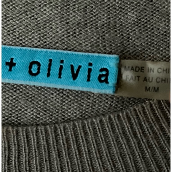 ALICE + OLIVIA RHINESTONE SILVER AND GRAY STUDDED SWEATER CREW NECK SIZE MEDIUM - Picture 6 of 6